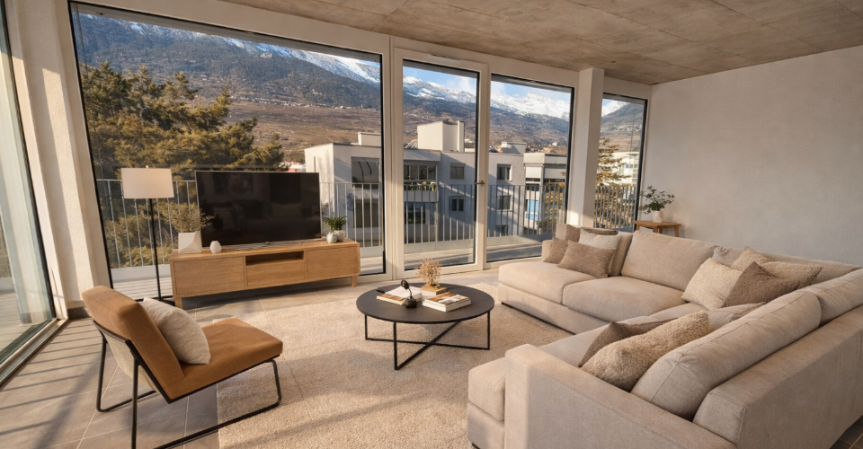 Spacieux attique neuf avec grand balcon