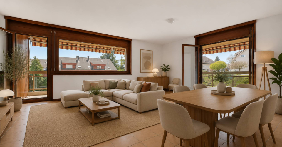 Élégant 4.5 pièces lumineux avec balcon d'angle