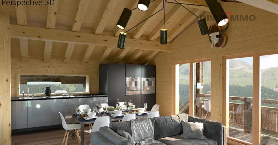 Chalet de standing de 5.5 pièces sur plan, vue panoramique.