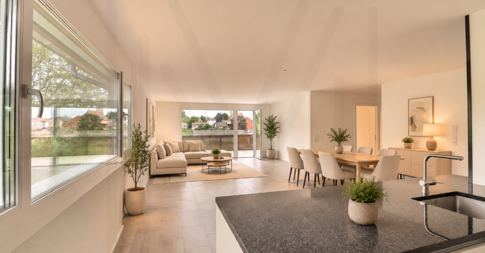 Appartement en attique de 4.5 pièces avec vue panoramique sur la campagne sans vis-à-vis !