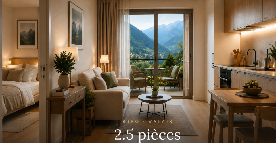 STUDIO NEUF À STEG (VS) 2.5 pces CHF 286'000.-