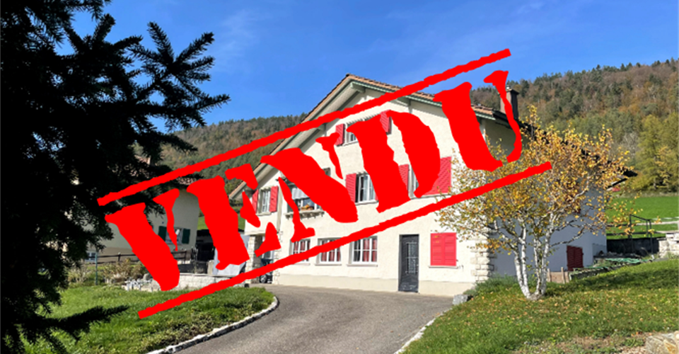 VENDU - Maison de 7 pièces avec jardin, ateliers (+100m2), 3 garages à Sonceboz