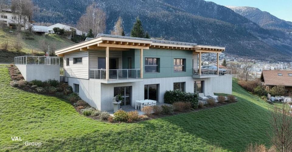 Maison jumelée exclusive avec vue sur les toits de Brig-Glis
