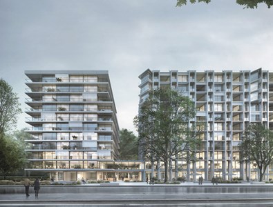Sur l’ancien site de Cargill, à Champel (GE), AXA s’apprête non seulement à transformer un immeuble entier en 228 logements, mais également à y adjoindre un nouveau bâtiment avec 60 appartements supplémentaires