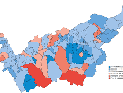 Atlas des prix dans le canton du Valais (PPE moyenne, 110m2, âge: 5 ans, résidence principale état: 4e trimestre 2024) Atlas des prix dans le canton du Valais (PPE moyenne, 110m2, âge: 5 ans, résidence principale état: 4e trimestre 2024)