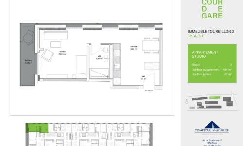 Studio avec balcon à louer à Sion - Cour de Gare — photo 3