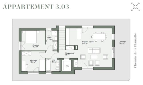Appartement 4 pièces en attique avec terrasse de 76 m² — photo 4